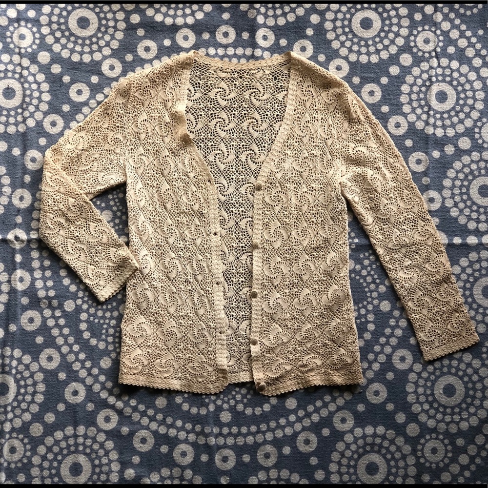 Hand knitted Cream Cardigan